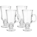 Whole Housewares Glass Irish Coffee Mug Set 8oz Set of 4 Durable Glassware