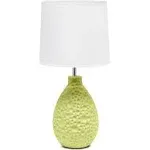 Simple Designs Green Textured Stucco Ceramic Oval Table Lamp