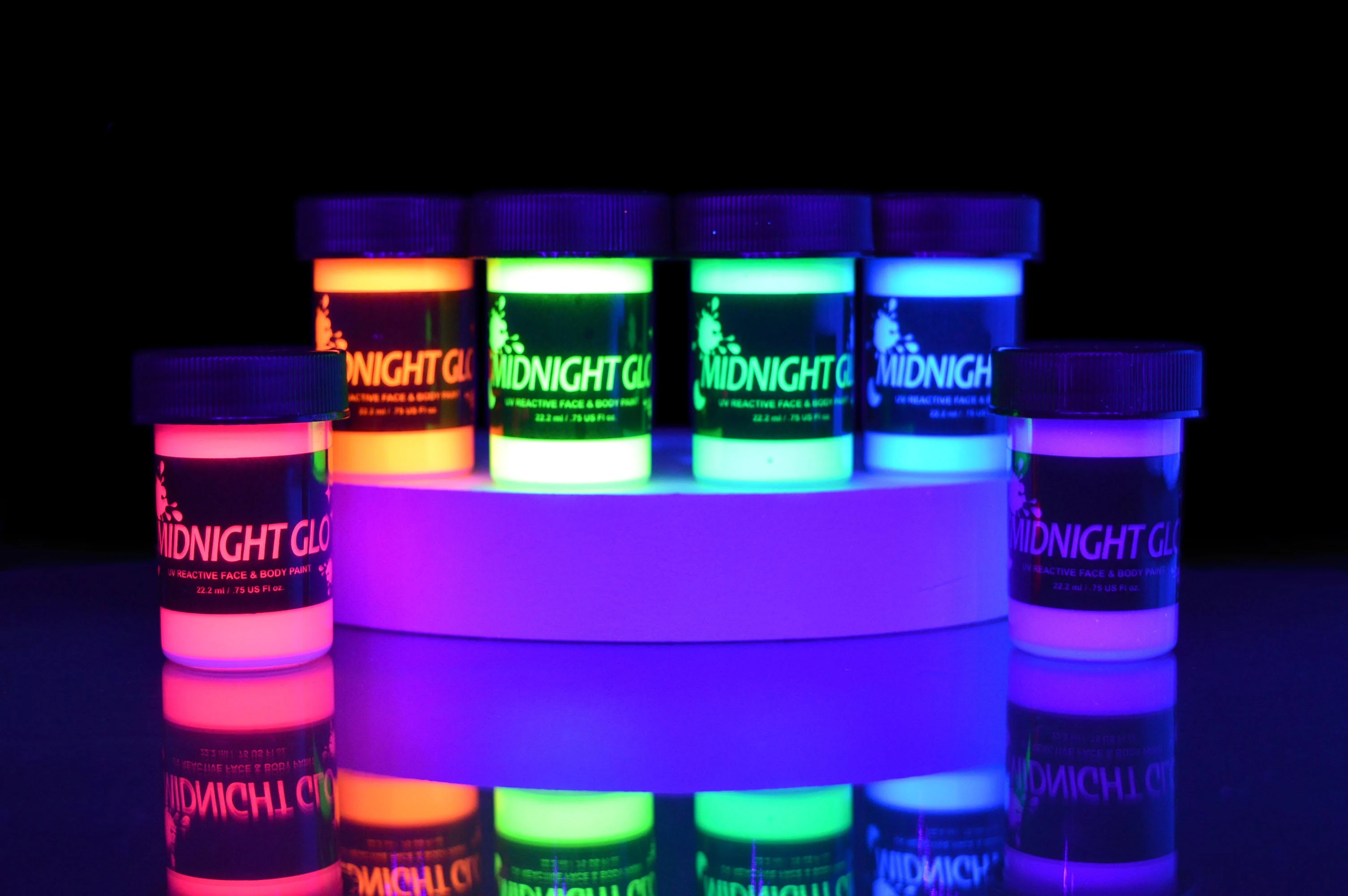 Midnight Glo Black Light Face Body Paint Neon Fluorescent Reactive UV Glow