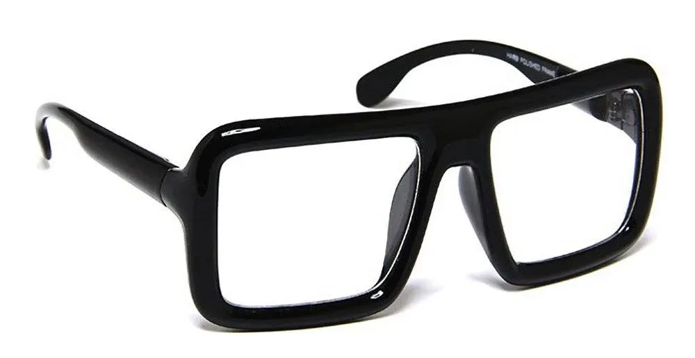 Thick Square Glasses Clear Lens Eyeglasses Frame Super Oversized Fashion (mat.