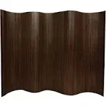 Oriental Furniture 6 ft. Tall Bamboo Wave Screen - Dark Mocha