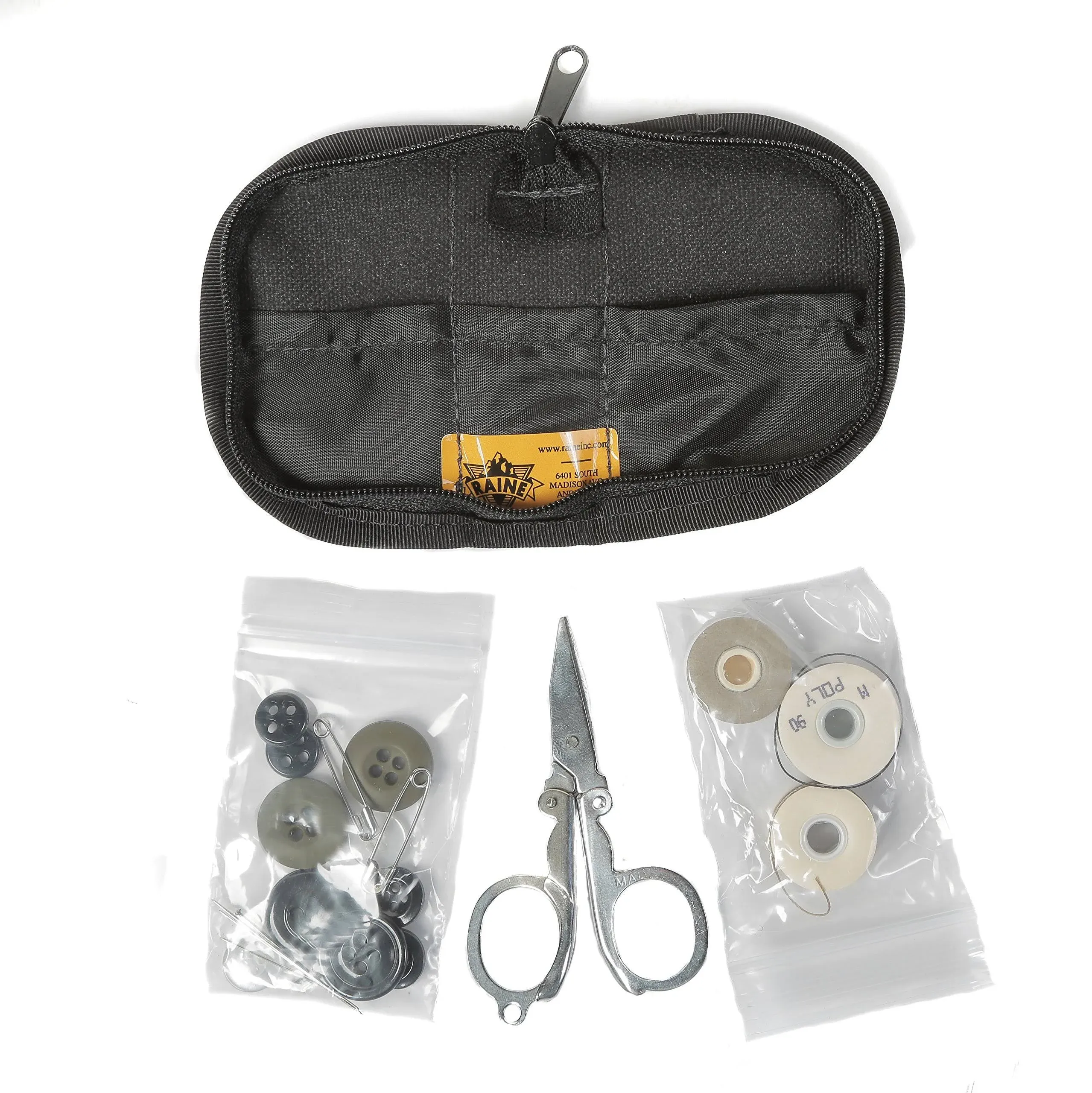 US Military Sewing Kit, BLACK Nylon, w/Folding Scissors, Emergency/Surv<wbr/>ival, EDC