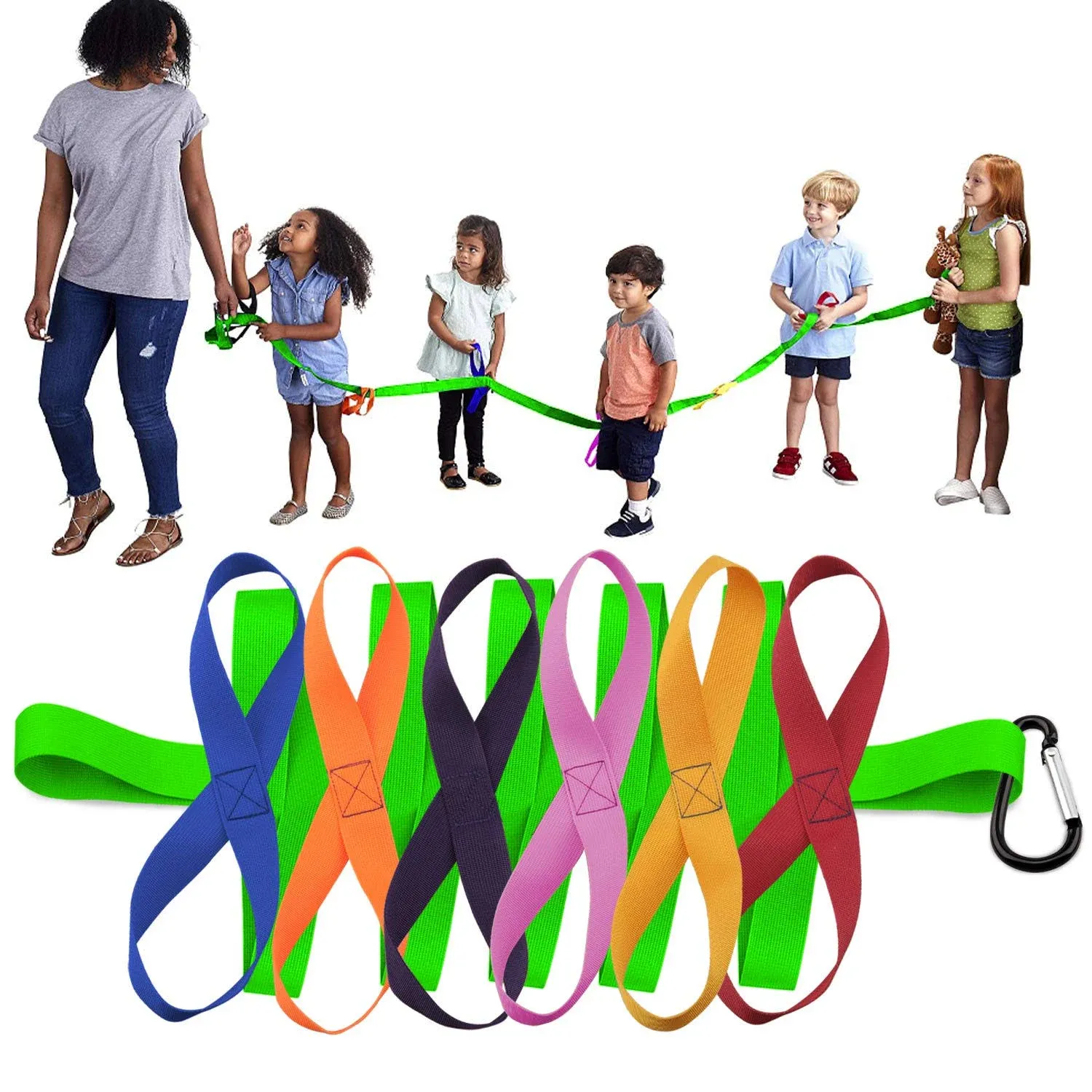 Lainrrew Walking Rope Children Safety Walking Rope with 12 Colorful Handles Outdoor Safety Daycare Rope for Preschool Daycare K