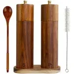 YVAKE Wooden Salt and Pepper Grinder Set,8 inch Manual Acacia Wood Pepper Mill, Adjustable Coarseness and Refillable,Gift Set for Kitchen[Set of 2]