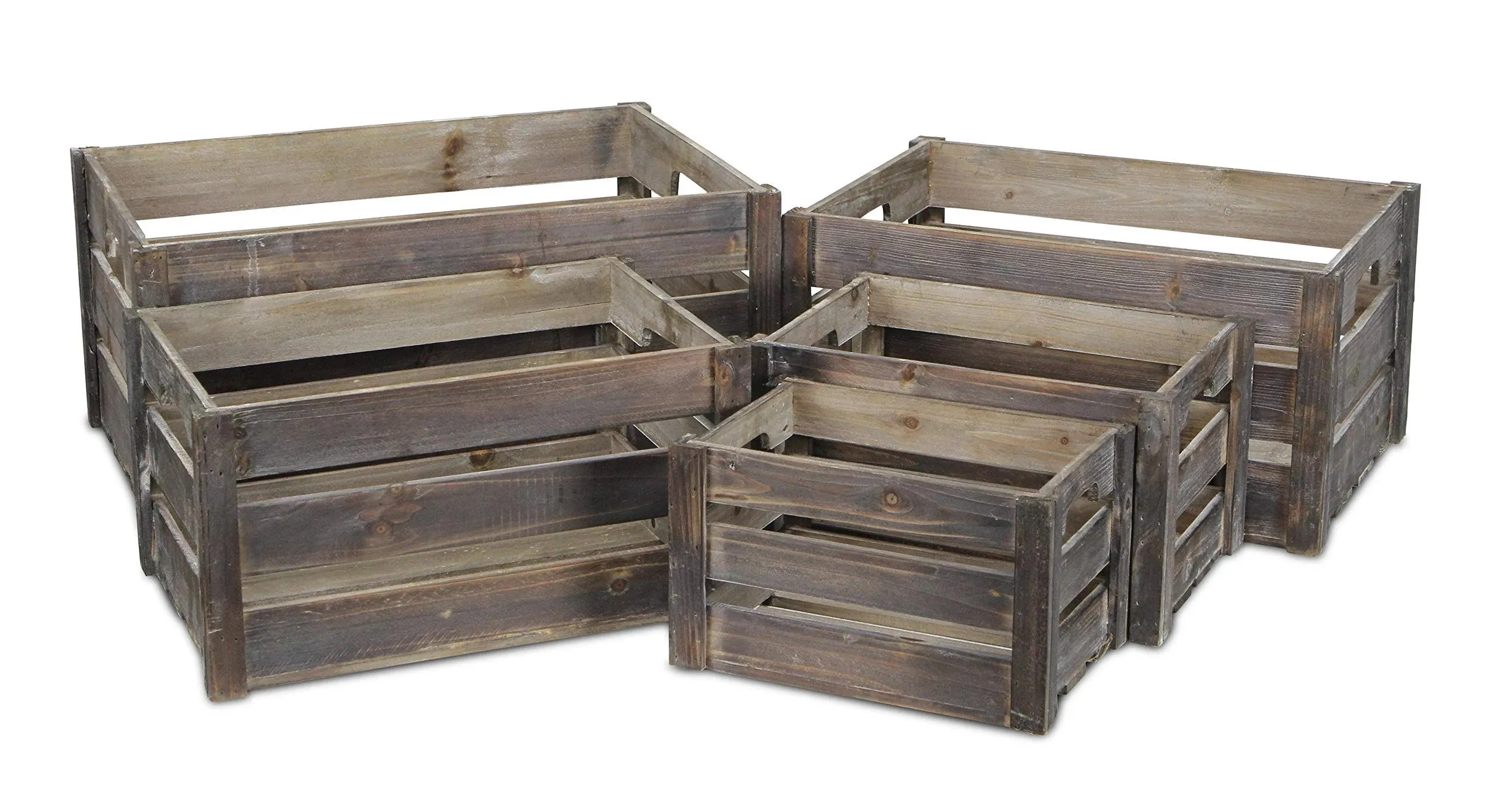 Cheung's FP-3697-5 Nested Wood Slat Crate| Set of 5