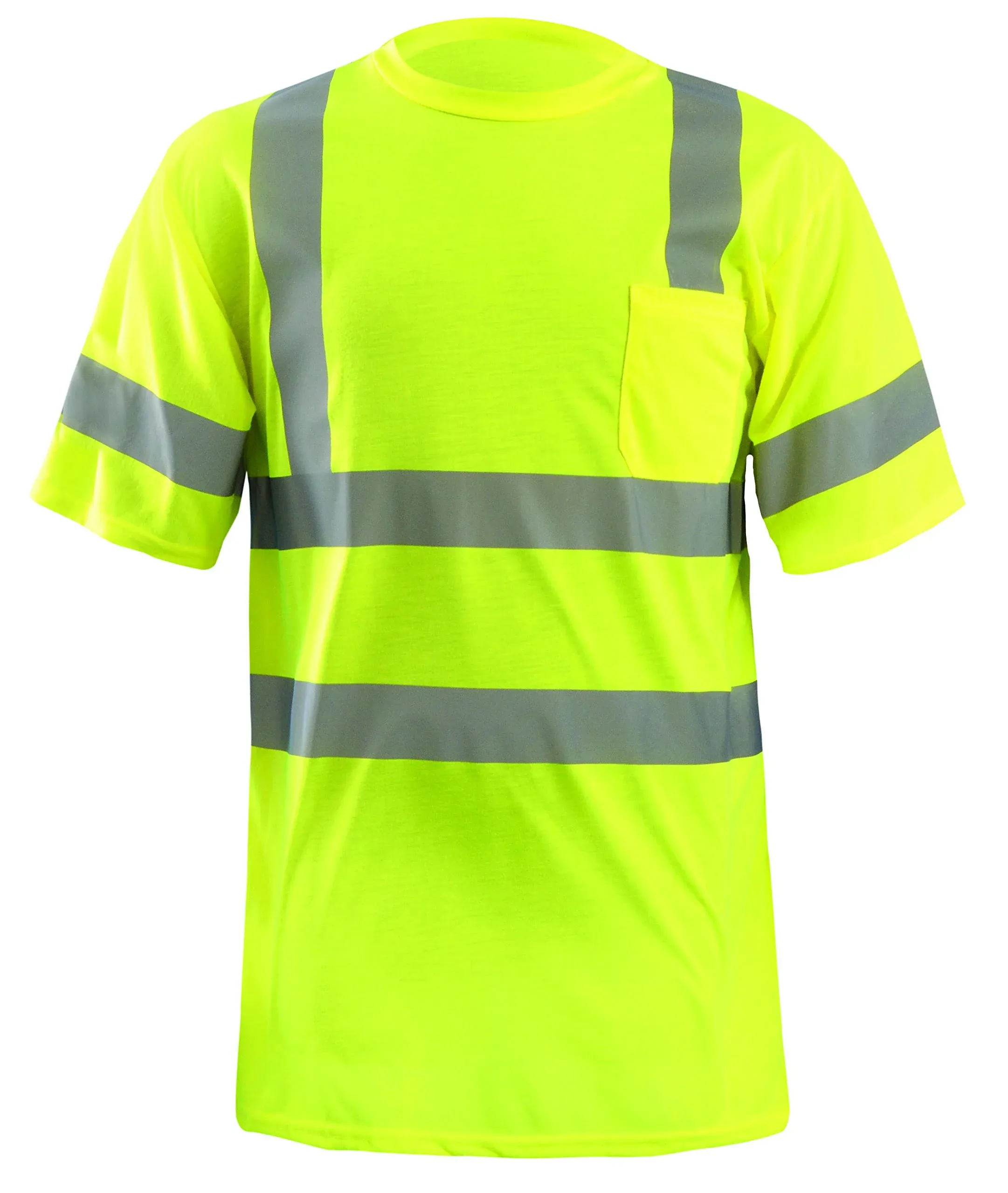 OccuNomix Classic Wicking T-Shirt W/ Sleeve Stripes, Class 3, ANSI, Hi-Vis Yellow, M, LUX-SSETP3-YM