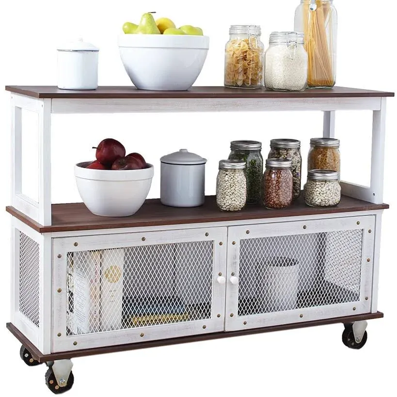 Industrial Buffet Cart with Rolling Wheels Kitchen Dining Bar in White or Black  | eBay