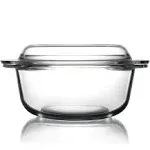 ZYER Round Glass Casserole Dish With Glass Lid,Covered Glass Bakeware Easy Grab Glass Microwave Bowls with Glass Lid (2.5L)