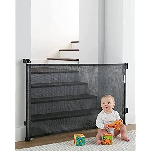 Cumbor Baby Gate Retractable Gates for Stairs, 33&#034; Tall Extends 55&#034; Wide Black