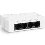 YuanLey 4 Port PoE Extender with 3 PoE Out, IEEE 802.3af/at Mini 4 Channel PoE Repeater 100Mbps, Wall and Din Rail Mount Passthrough POE Switch/Booster, Plug and Play