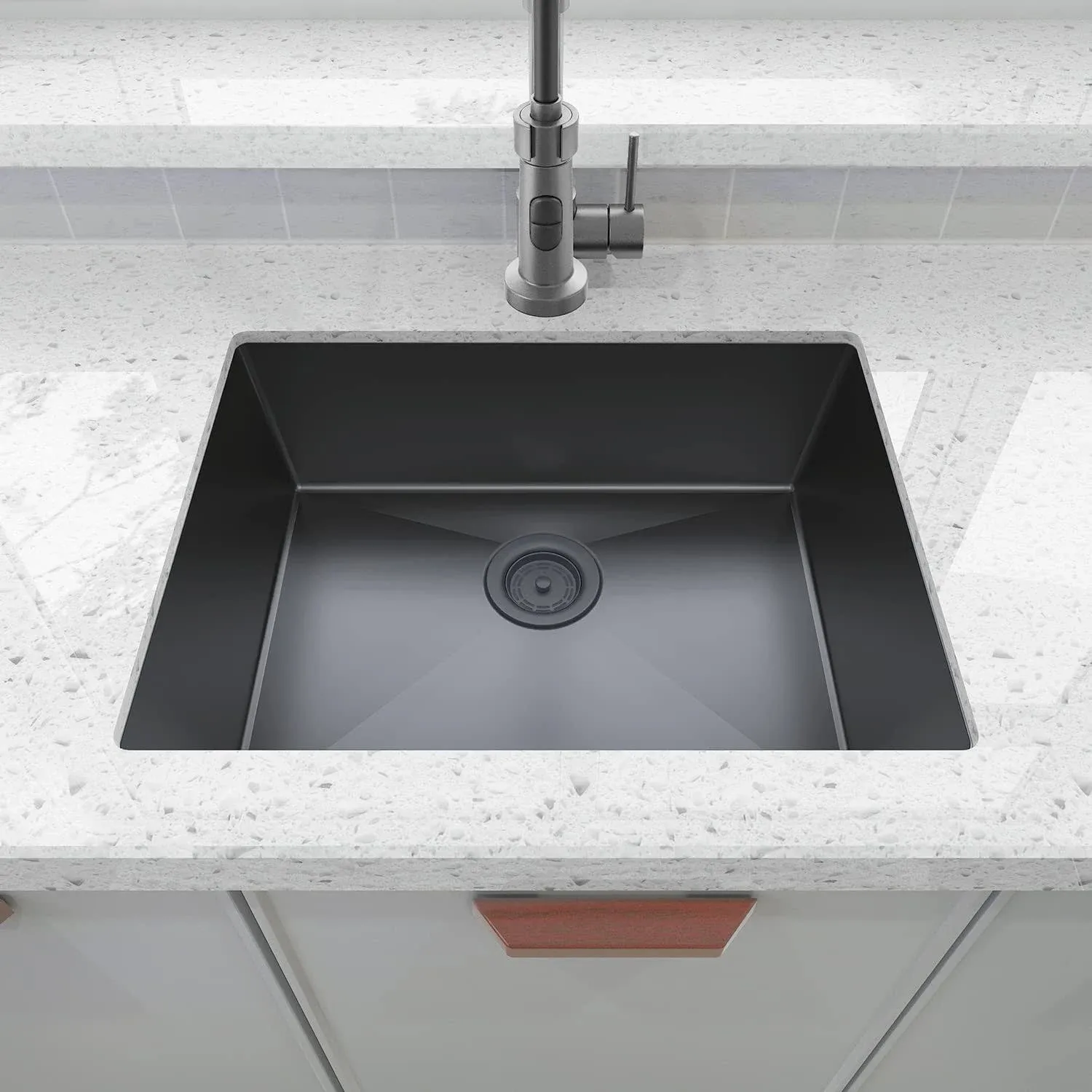 Sinber 23 Undermount Single Bowl Black 304 Stainless Steel Kitchen Sink 23 x ...