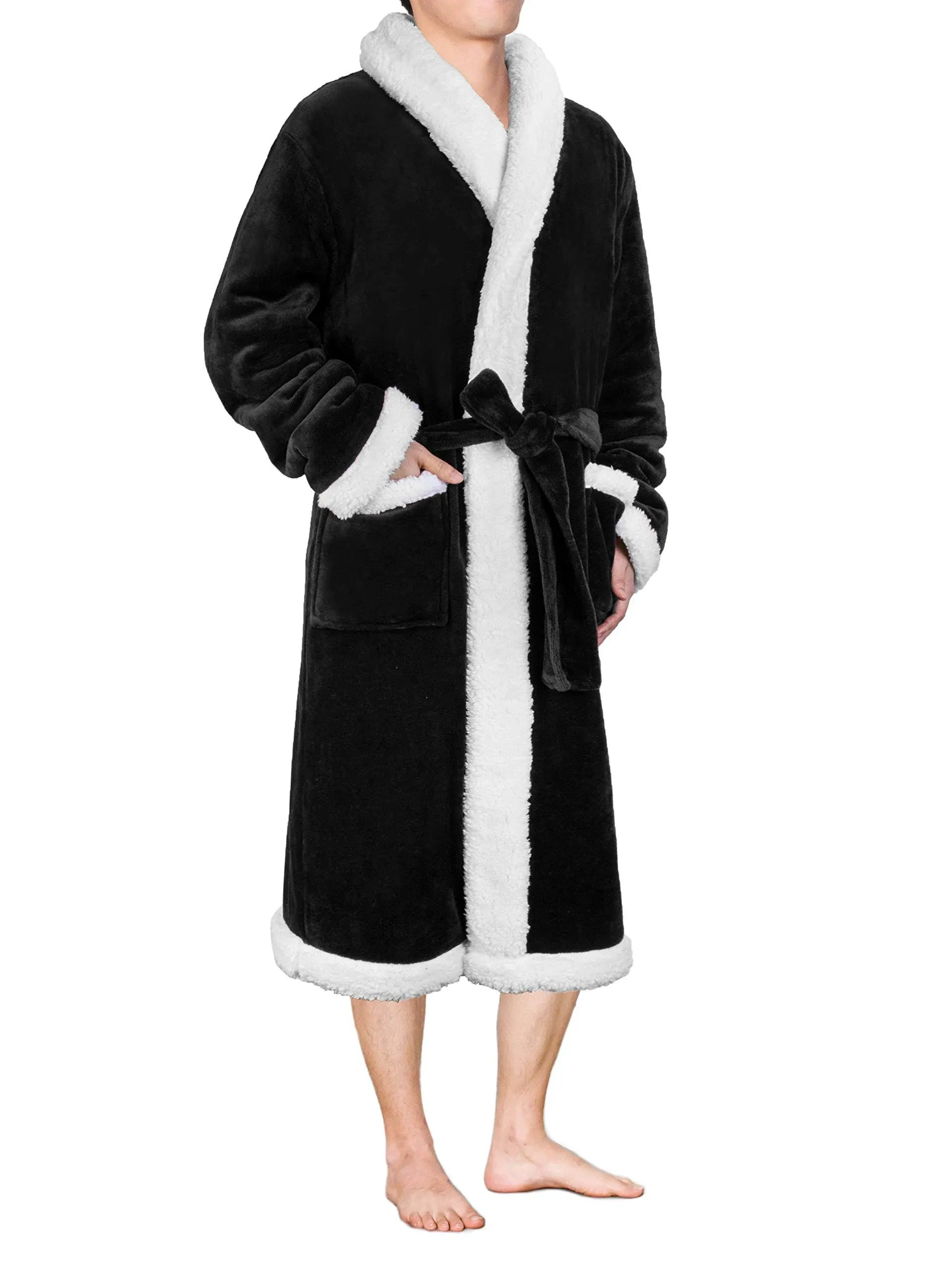 PAVILIA Mens Robe, Soft Robe for Men, Fleece Warm Long Bathrobe for Bath Shower Spa