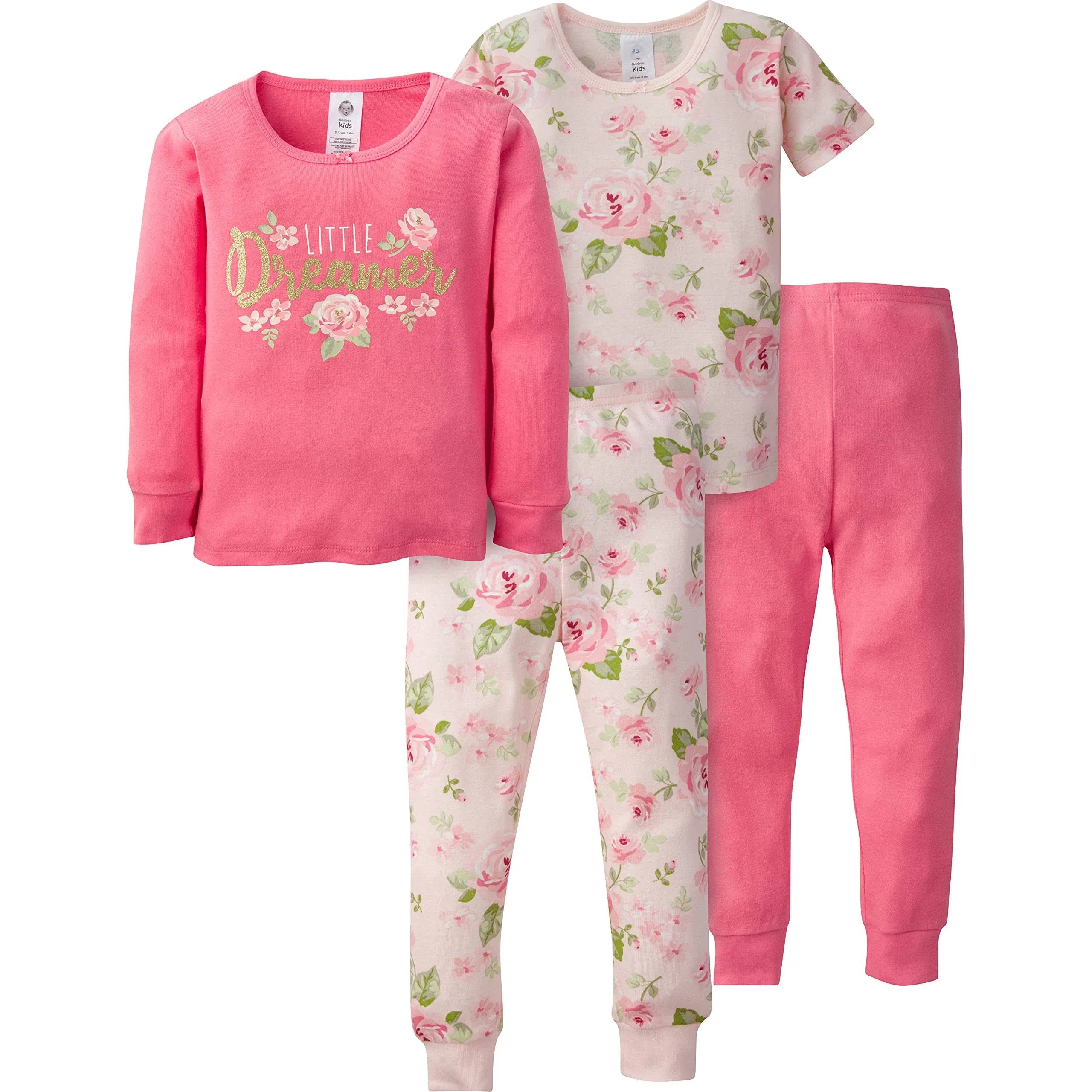 Gerber Toddler Neutral Snug Fit Cotton Pajamas 4-Piece Set