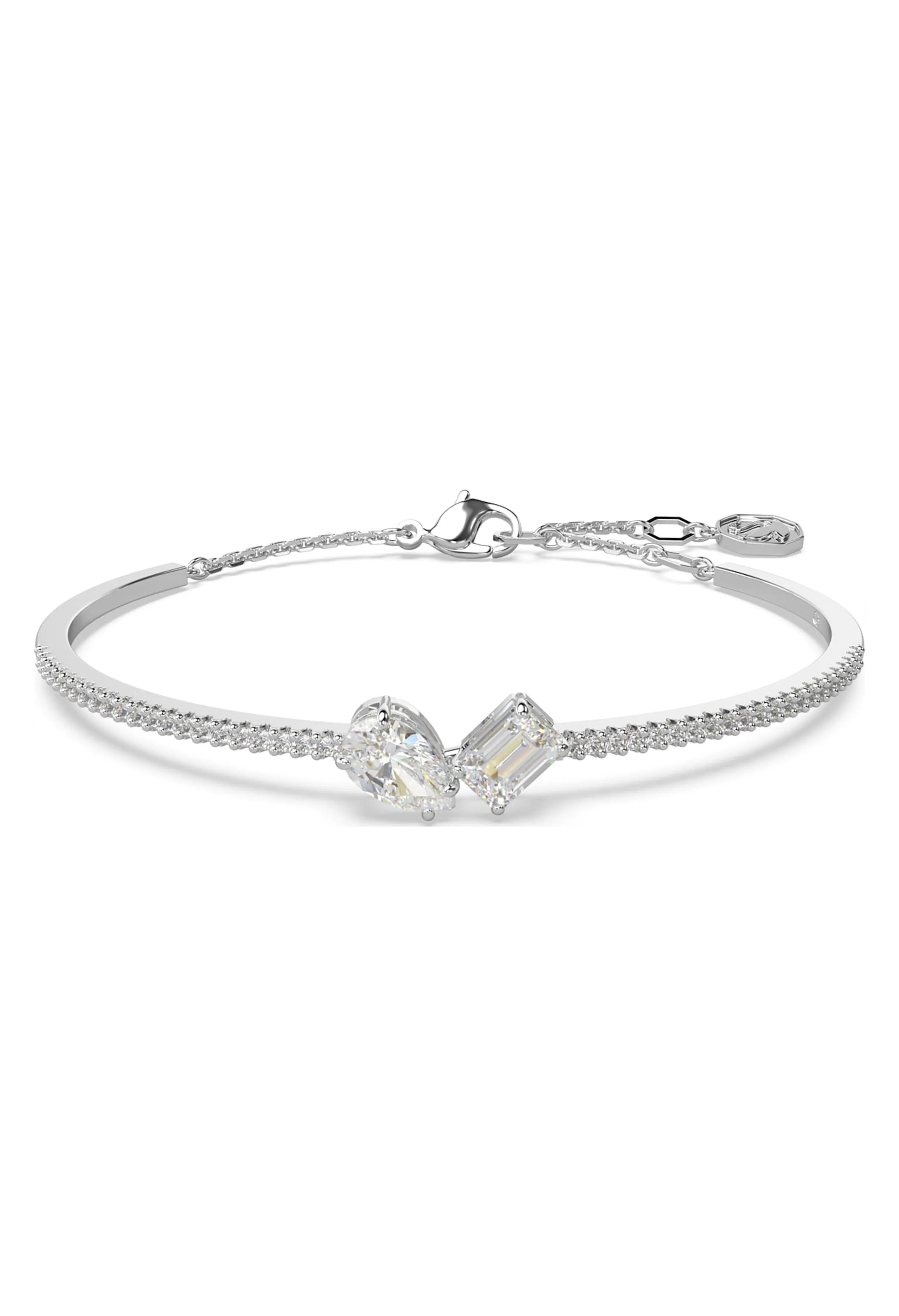 Swarovski Mesmera bangle, Mixed cuts, White, Rhodium plated