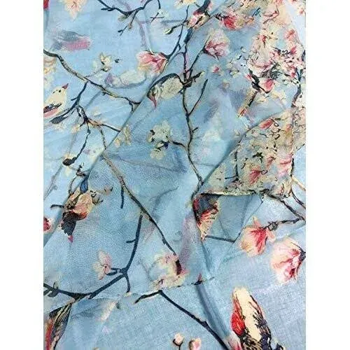 GERINLY Women's Lightweight Birds Florals Scarf