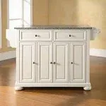 Crosley Alexandria Solid Granite Top Kitchen Island, White