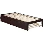 AFI Colorado Twin XL Size Platform Bed with Twin XL Trundle and Charging Station in Espresso