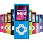 WOWSYS Mp3/mp4 Portable Player,1.8 inch LCD Screen and Card Slot,Max Support 64gb TF Card,Darkblue