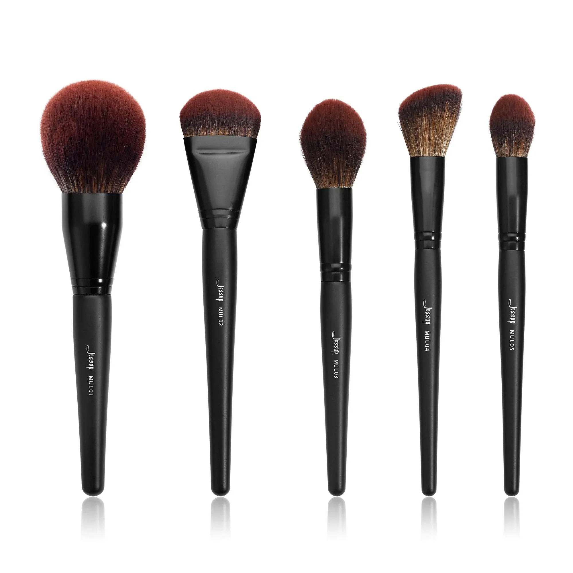 Jessup Makeup Brush Set 5Pcs Face Shape Powder Foundation Blush Brushes Kit Gift