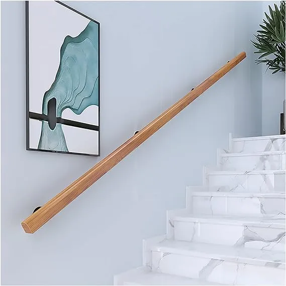 Wooden Handrails, 1-20ft Non-Slip Staircase Handrail, for Home Garden Corridor Lofts Kindergarten Guardrail Decking Railings, Wall Mounted Barrier-Free Staircase Grab Bar for Elderly (Size : 2ft)