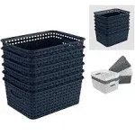 Plastic Storage Baskets for Organizing, Small Weave Storage Baskets, 6 Packs