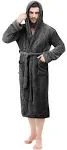 NY Threads Men's Hooded Fleece Bathrobe Plush Long Spa Robe