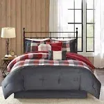 Madison Park - Ridge 7 Piece Herringbone Comforter Set - Queen - Red