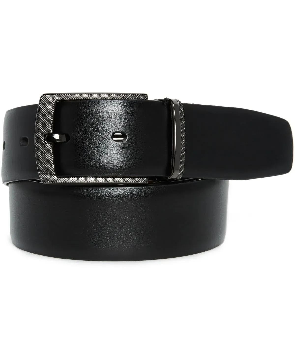 Perry Ellis Men's Textured Pattern Buckle Reversible Belt