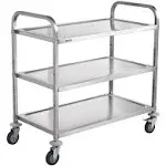 VEVOR Kitchen Utility Cart, 3 Tiers, Wire Rolling Cart w/ 450LBS Capacity, Steel Service Cart on Wheels, Metal Storage Trolley w/ 80mm Basket Curved Handle PP Liner 6 Hooks, for Indoor and Outdoor Use