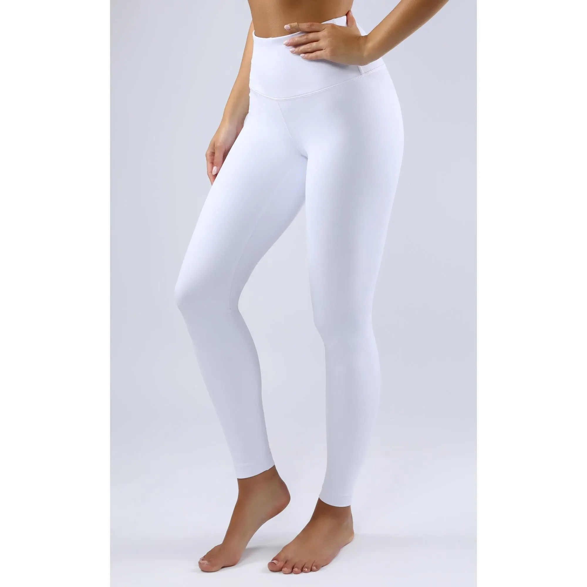 90 Degree by Reflex High Waist Squat Proof Interlink Leggings for Women - White - Medium