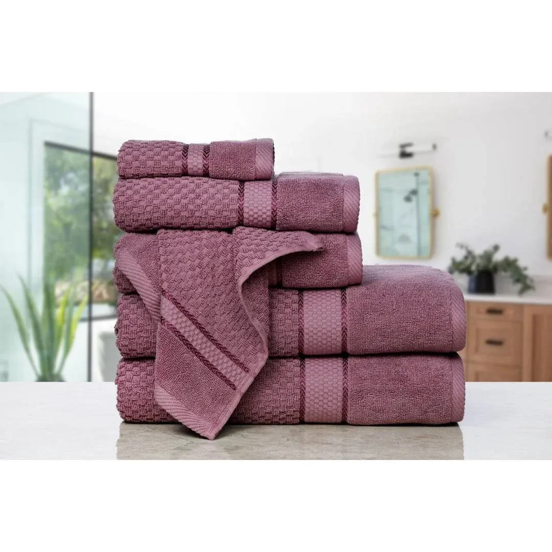 Ample Decor Towel Set of 6 Cotton Popcorn Textured by - 2Bath, 2Hand, 2Wash Grape ...