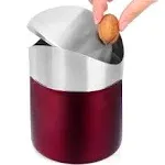 Small Trash Can with Lid Mini Desk Trash Can 1.5 Liter / 0.4 Gallon Small Met...