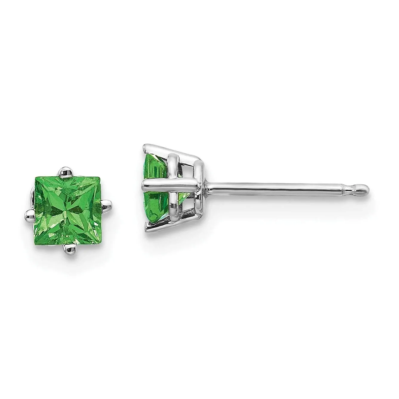 Kazi Luxury 14k White Gold Tsavorite Post Earrings