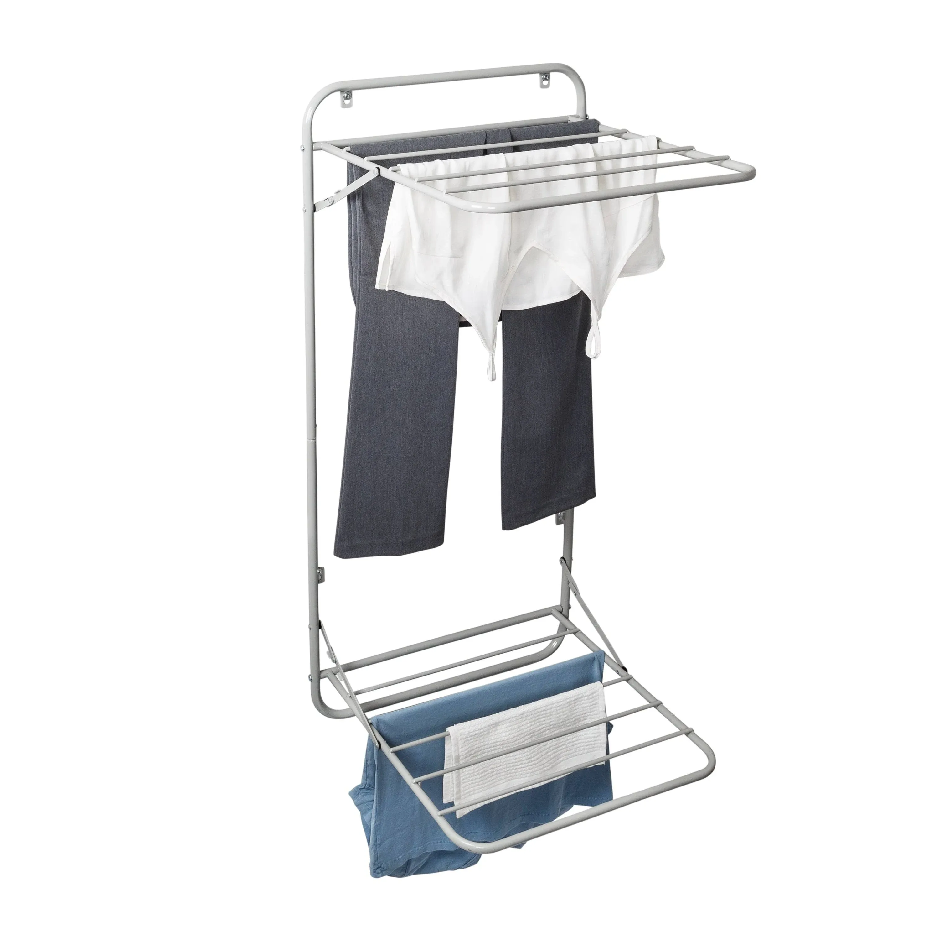 Honey-Can-Do Over The Door Two Tier Retractable Drying Rack for Clothing, Gray DRY-09792 Grey