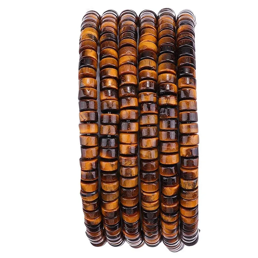 BEADIA Natural Yellow Tiger Eye Spacer Beads Caps Loose Semi Gemstone for Beading ...