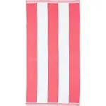 Lands' End Rugby Stripe Reversible Beach Towel - Wood Lily Stripe