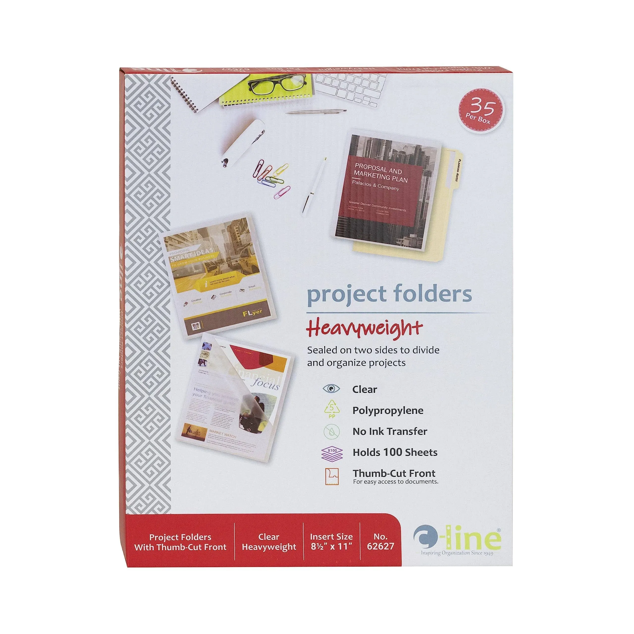 Specialty Project Folders, Letter Size, Clear, 25/Box