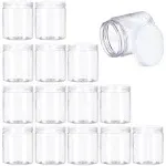 15 Pack 6oz Clear Plastic Jars Wide-mouth Storage Containers,Refillable Empty Containers for Dry Food,Dried Fruit,Seasoning and Honey Storage