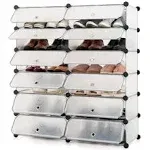 Costway Shoe Rack 12-Cube DIY Plastic Shoe Cabinet Multi Use Modular Closet Shelf White