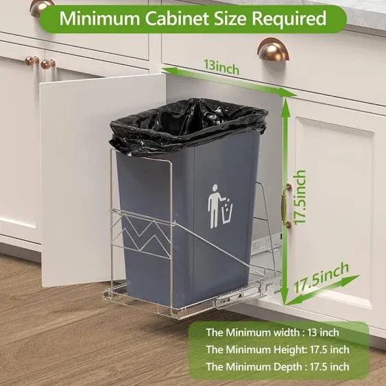 LIONONLY Pull Out Trash Can Under Cabinet, Sink Out, Slide-Out Cabinet Kit, Adjustable Garbage for 7-11 Gallon Can(Not Include Can)