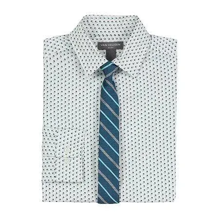 Van Heusen Boys Point Collar Long Sleeve Shirt + Tie Set | White | Husky L14/16h ...