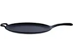 12-Inch Cast Iron Comal Pizza Pan with a Long Handle and a Loop Handle, Preseaso