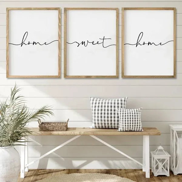 Heiple Set of 3 Framed Farmhouse Home Sweet Home Sign 11&#034;x14&#034; Above Bed Wall ...