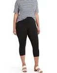 No nonsense Women's Soft Cotton Capri Leggings with Side Pockets Workout Stretch Pull On Pants