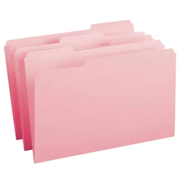 Smead File Folders 1/3 Cut Reinforced Top Tab Legal Pink,100/Box