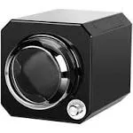 Triple Tree Single Watch Winder for Automatic Watches, Watch Winder in Black Shell with High-Gloss Lacquer, Stackable, Upgraded Soft Adjustable Pillo