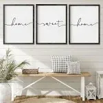 Heiple Set of 3 Framed Farmhouse Home Sweet Home Sign 11"x14" Above Bed Wall Decor for Bedroom Decor and Living Room Wall Art Wood Signs (Brown, 11''x14)