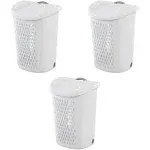 Sterilite Ultra Wheeled Hamper Plastic, White, Set of 3, Size: 20 1/8 Large x 15 3/8 W x 26 3/4 H