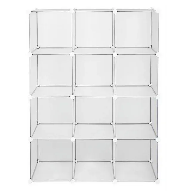 TomCare Cube Storage 12-Cube Book Shelf Storage Shelves Closet Organizer Shelf Cubes Organizer Plastic Bookshelf Bookcase DIY Square Closet Cabinet Shelves for Bedroom Office Living Room, White