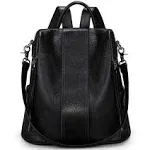 S-ZONE Leather Backpack Purses for Women Antitheft Rucksack Shoulder Bag Medium